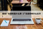 麻将广东别称是什么牌（广东麻将叫什么名字）