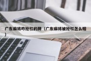 广东麻将咋抢杠的牌（广东麻将被抢杠怎么赔）