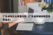 广东麻将什么牌是大牌（广东麻将哪种牌型倍数最高）